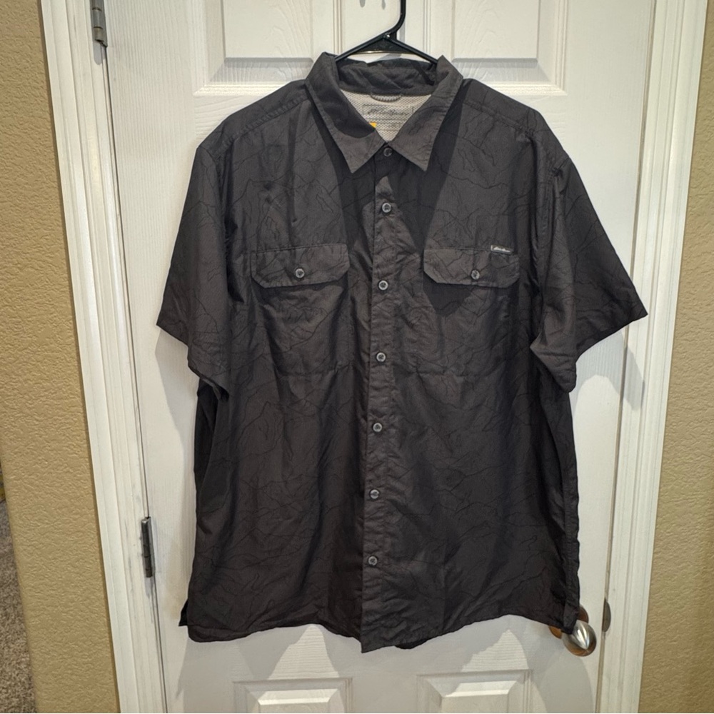 Eddie Bauer Men's 2XL Short Sleeve Button Down Mesh Lightweight Shirt Outdoor